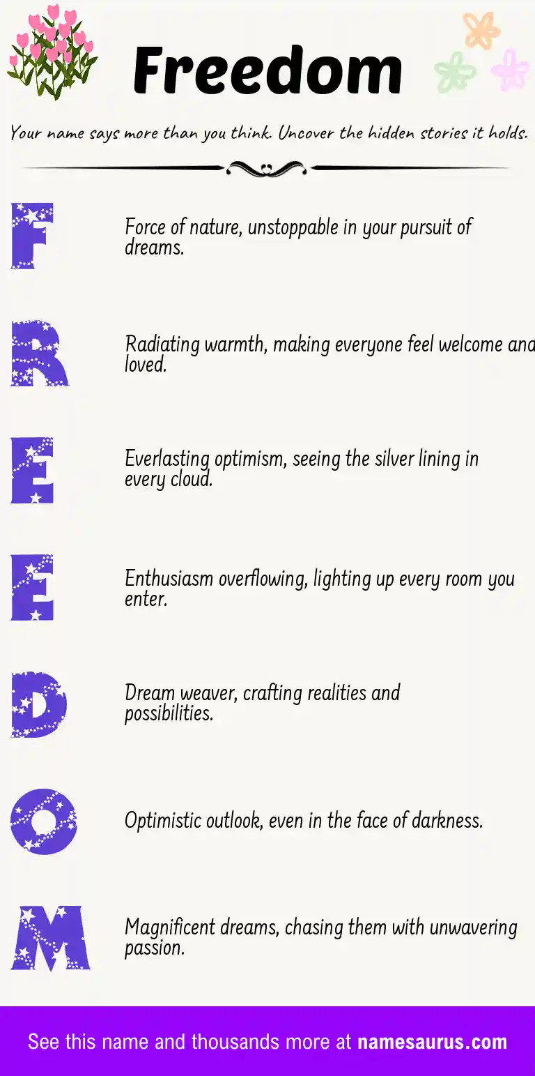 Acrostic poem about Freedom.