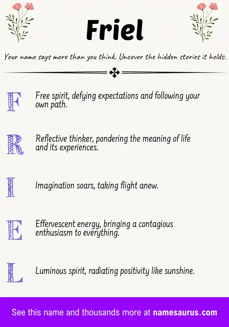 Acrostic poem about Friel.