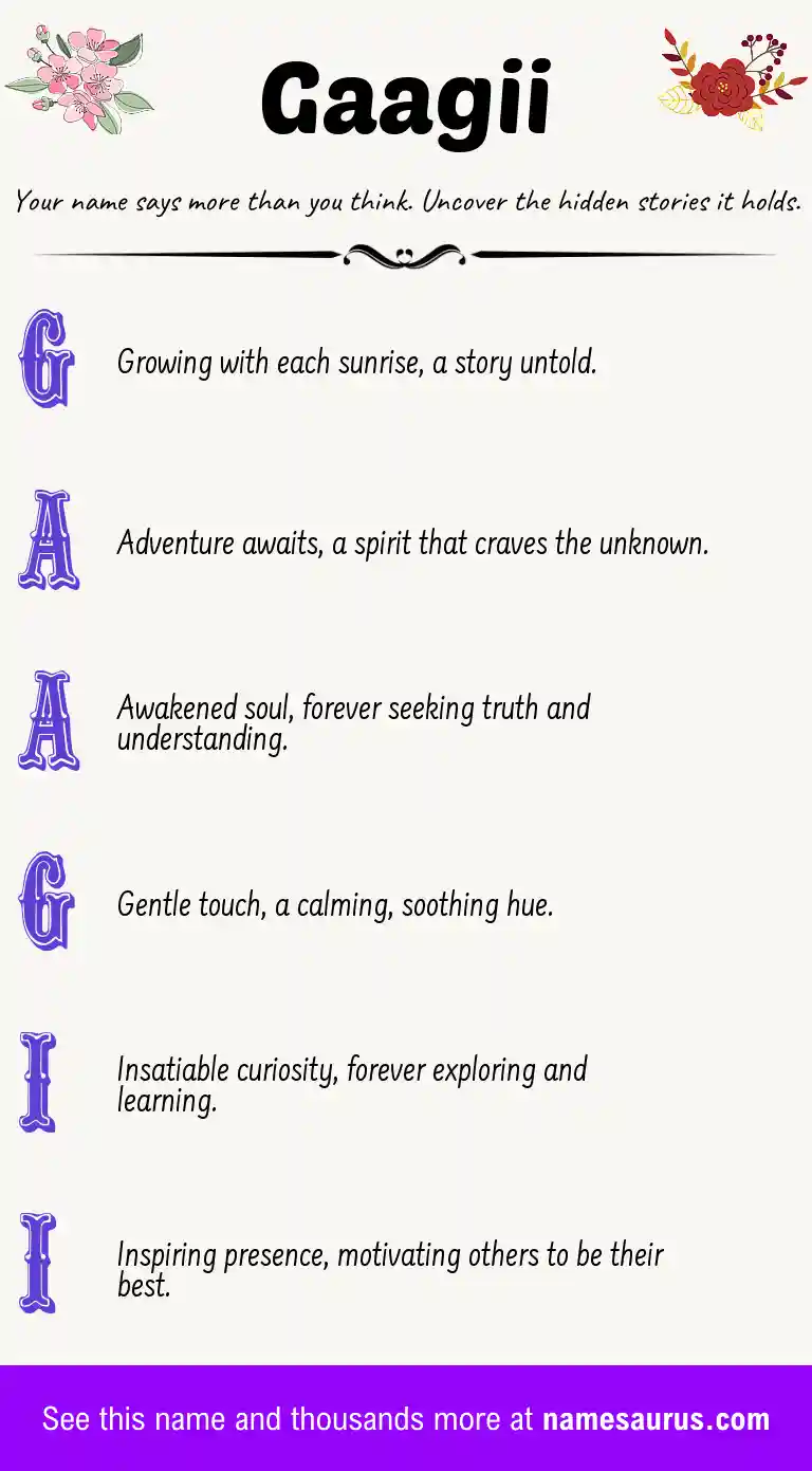 Acrostic poem about Gaagii.