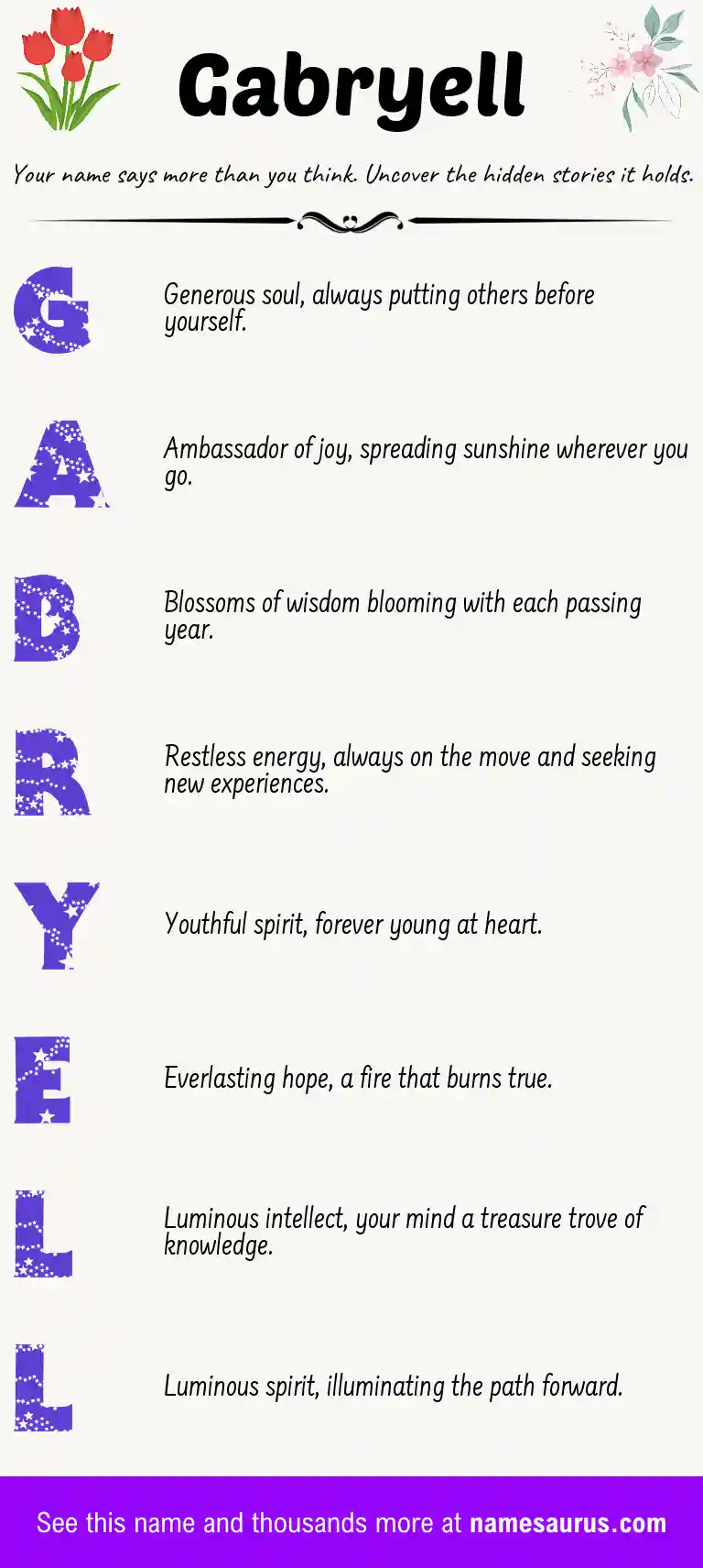 Acrostic poem about Gabryell.