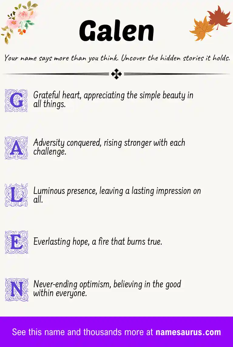 Acrostic poem about Galen.