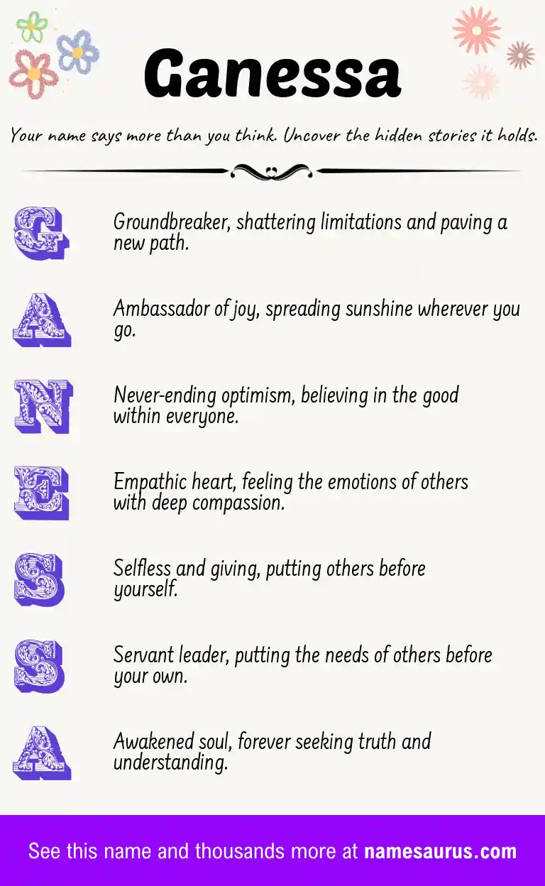 Acrostic poem about Ganessa.