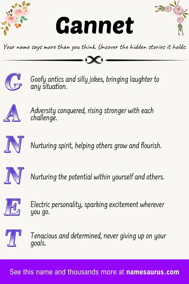 Acrostic poem about Gannet.