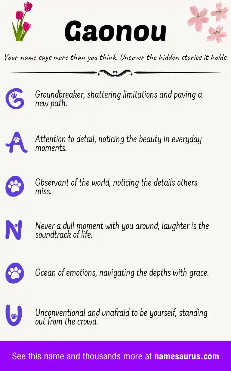 Acrostic poem about Gaonou.