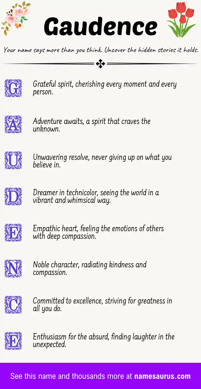 Acrostic poem about Gaudence.