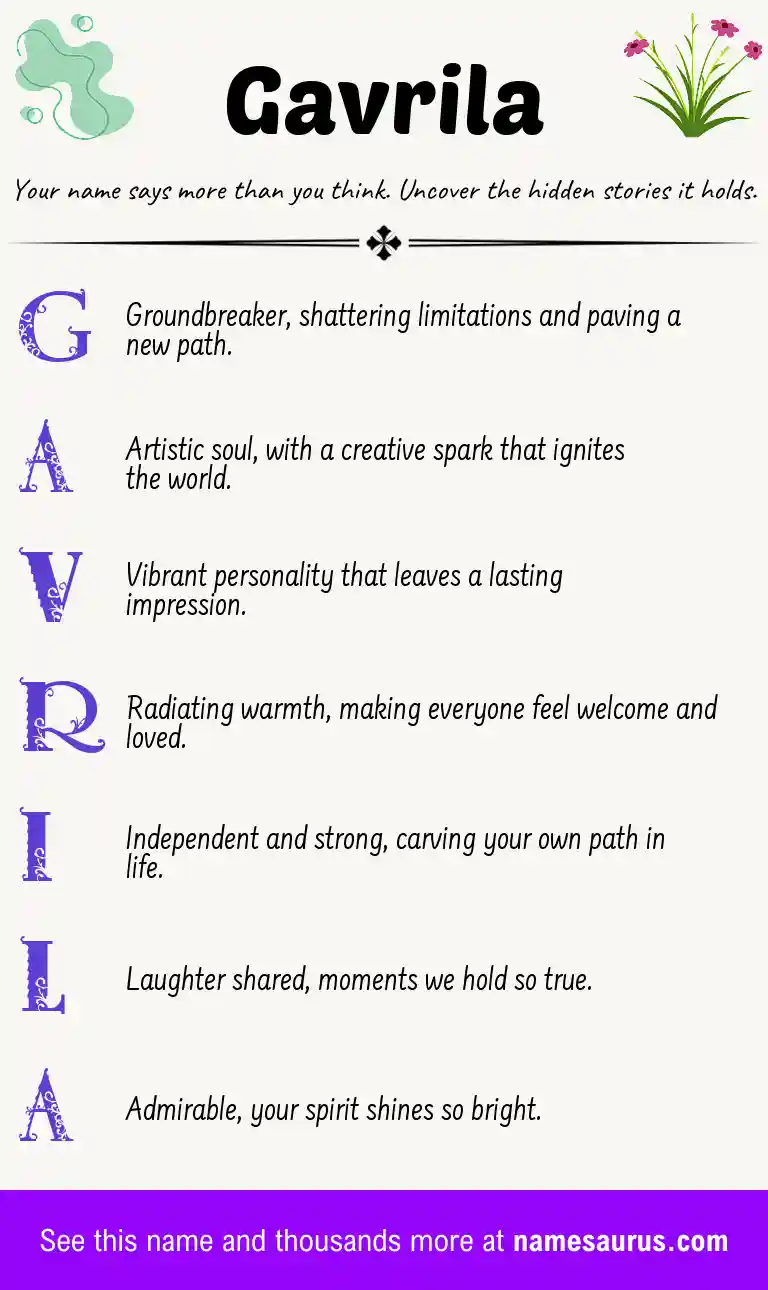 Acrostic poem about Gavrila.
