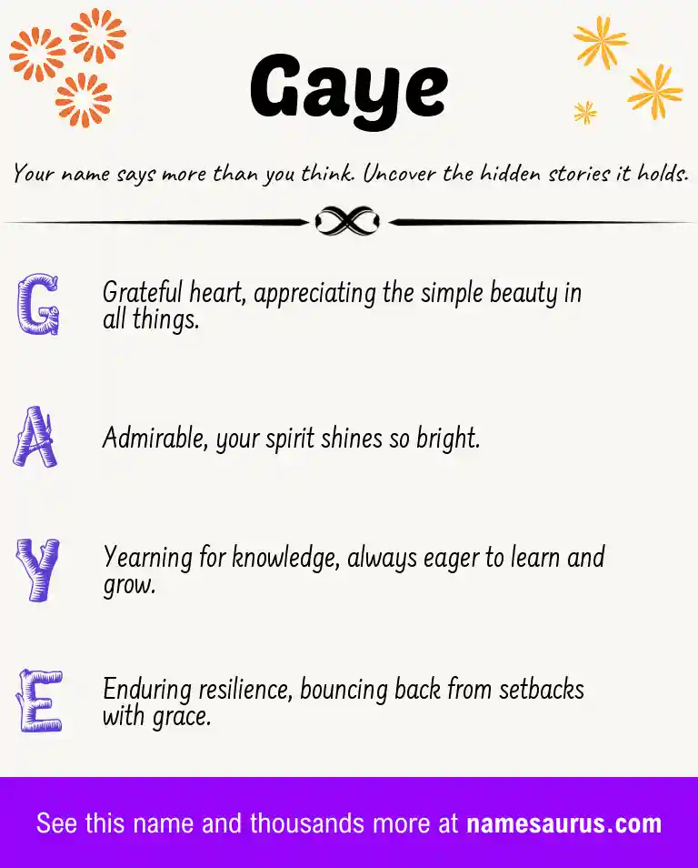 Acrostic poem about Gaye.