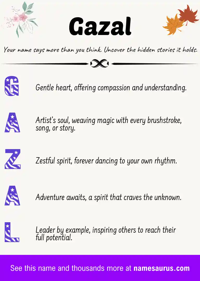Acrostic poem about Gazal.
