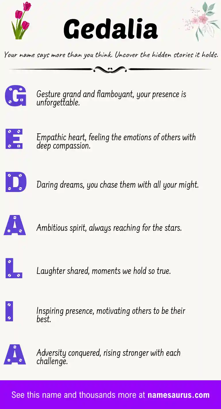 Acrostic poem about Gedalia.
