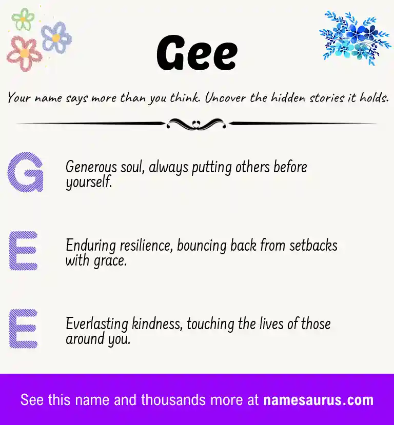 Acrostic poem about Gee.