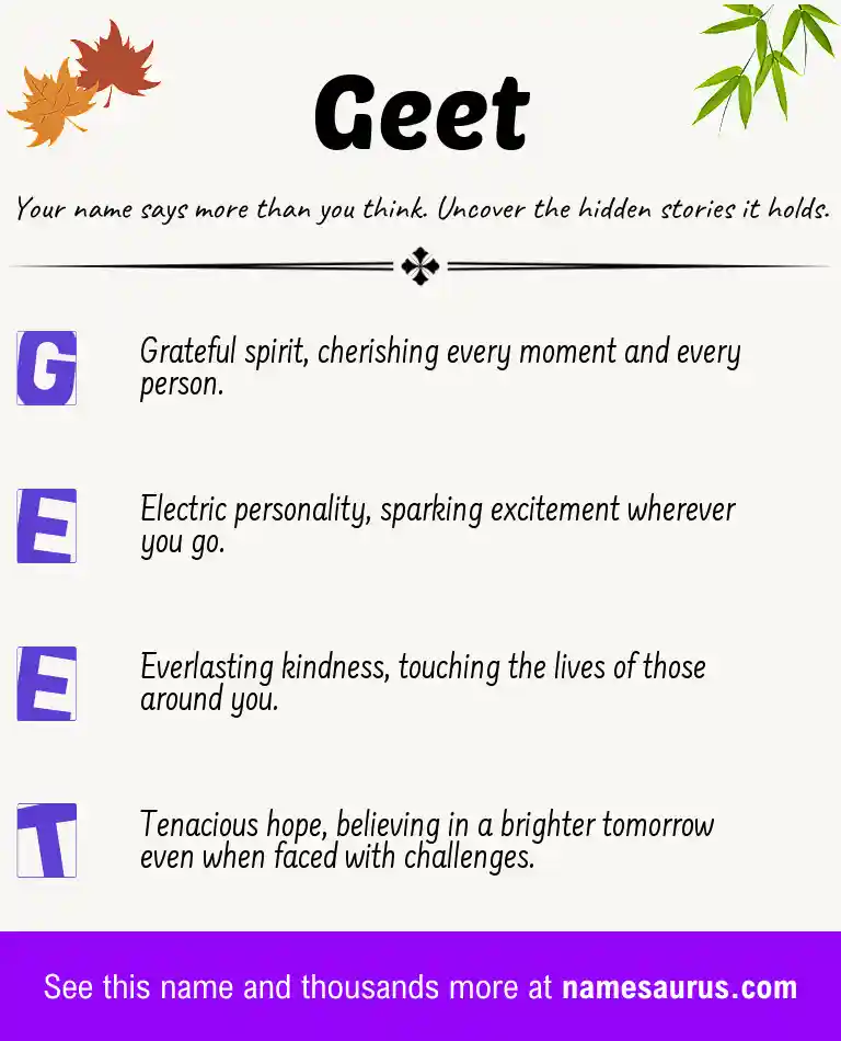 Acrostic poem about Geet.