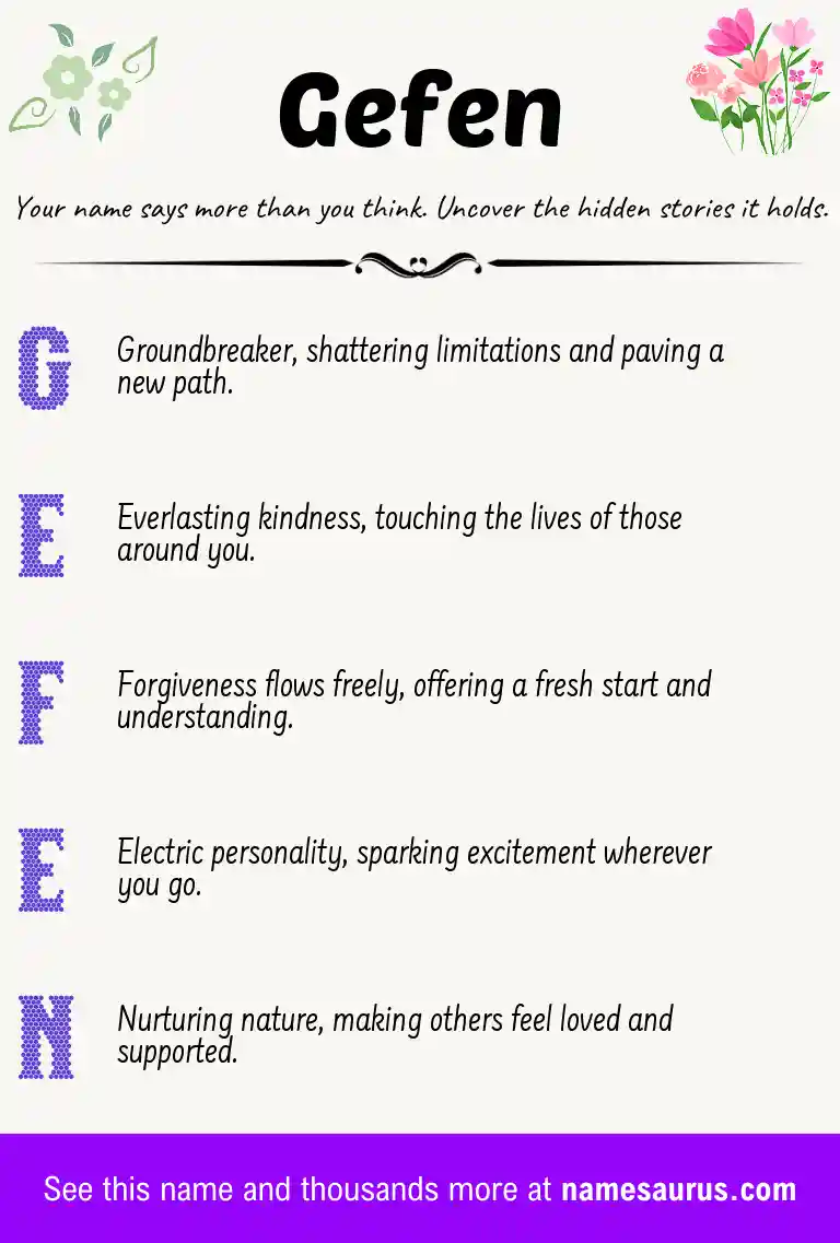 Acrostic poem about Gefen.
