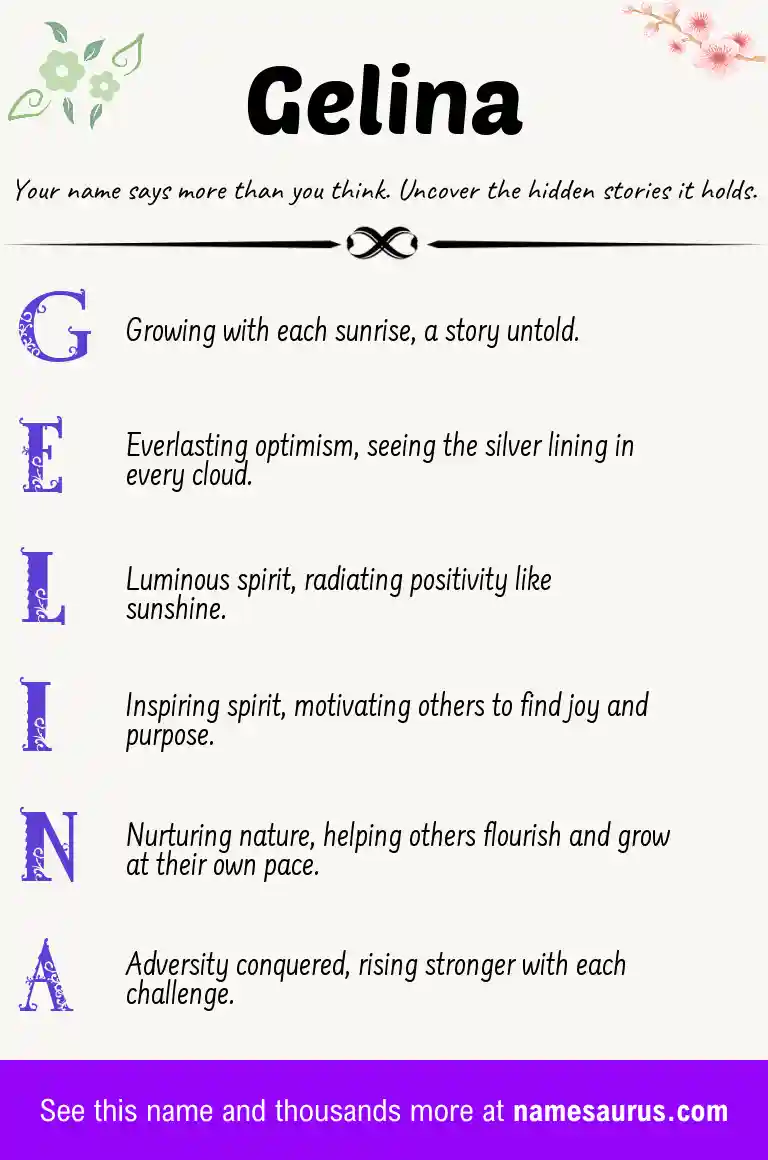 Acrostic poem about Gelina.