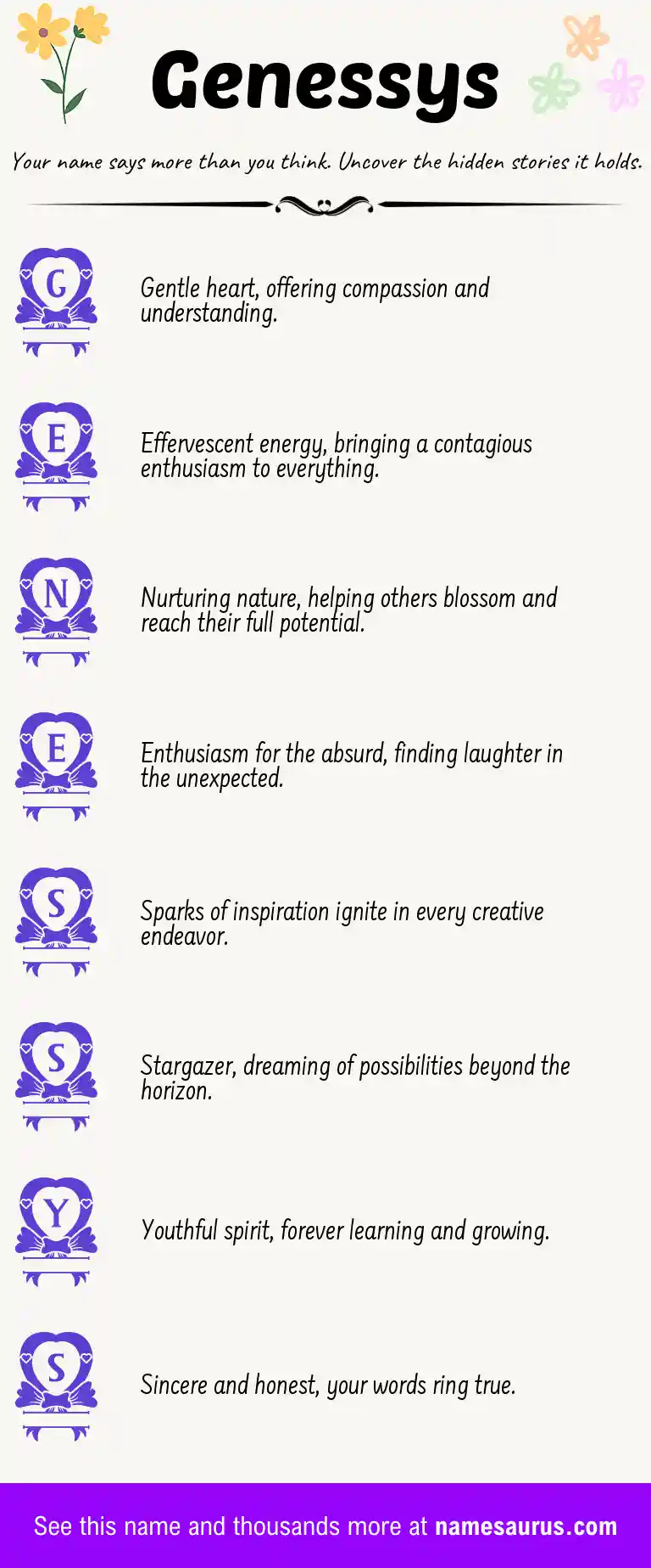 Acrostic poem about Genessys.