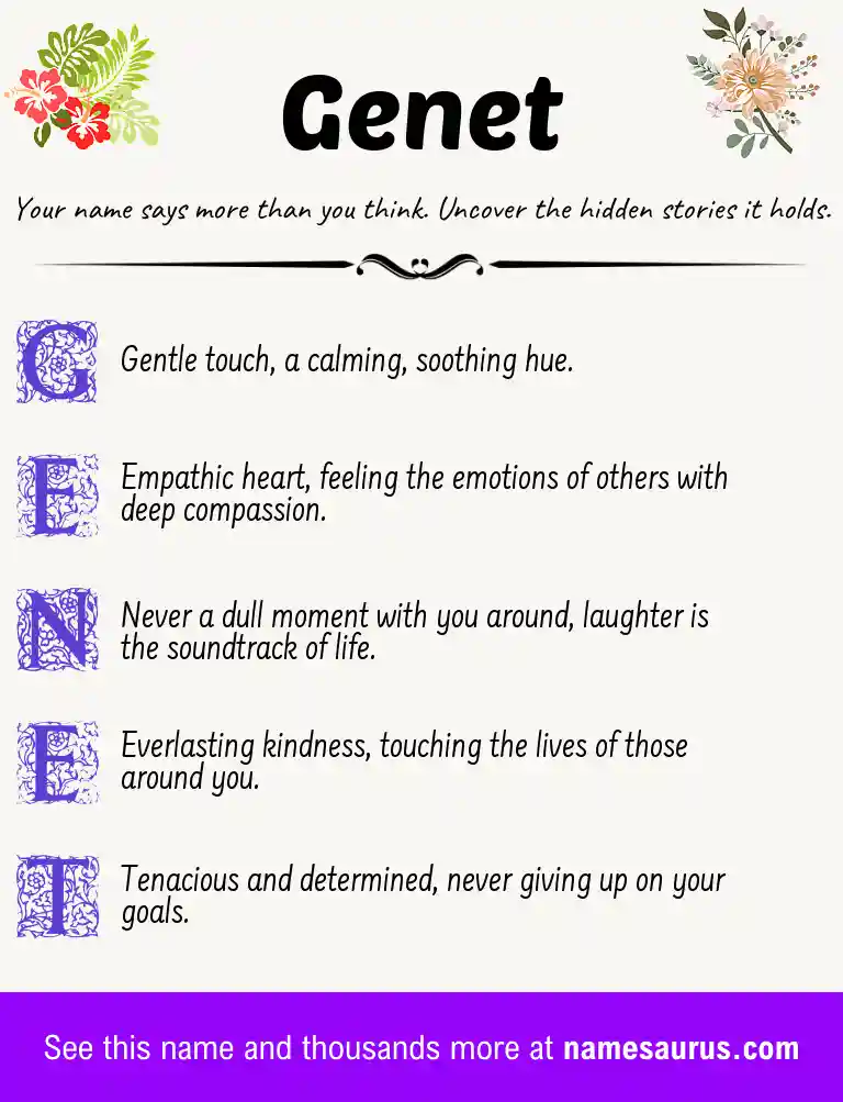 Acrostic poem about Genet.