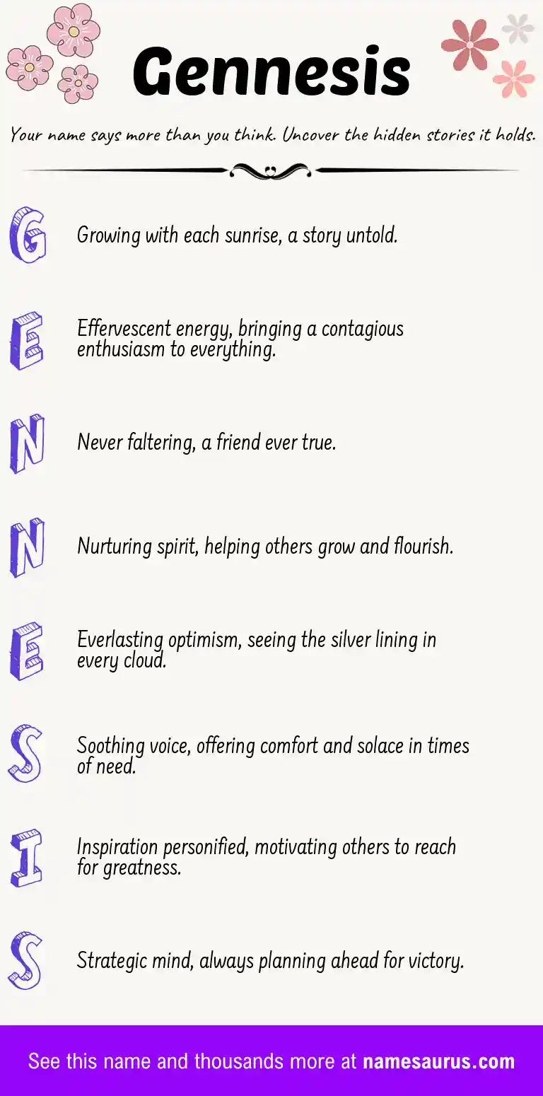 Acrostic poem about Gennesis.