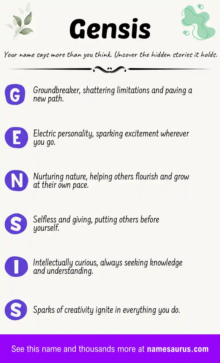 Acrostic poem about Gensis.