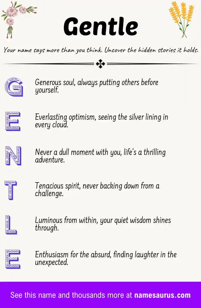 Acrostic poem about Gentle.