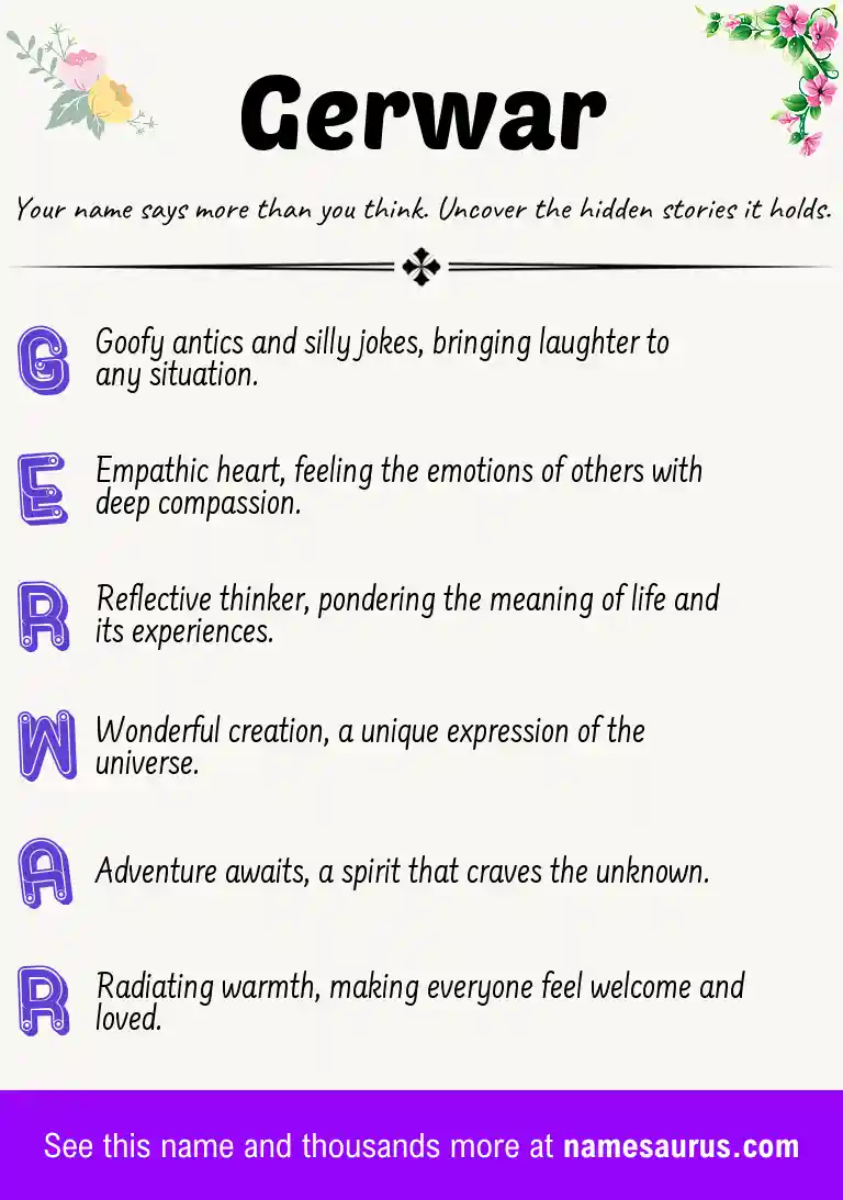 Acrostic poem about Gerwar.