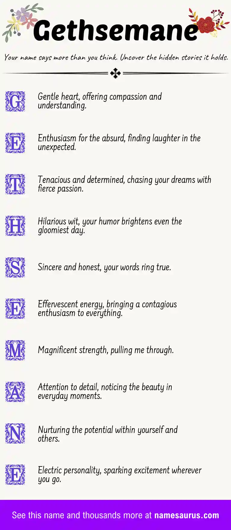 Acrostic poem about Gethsemane.