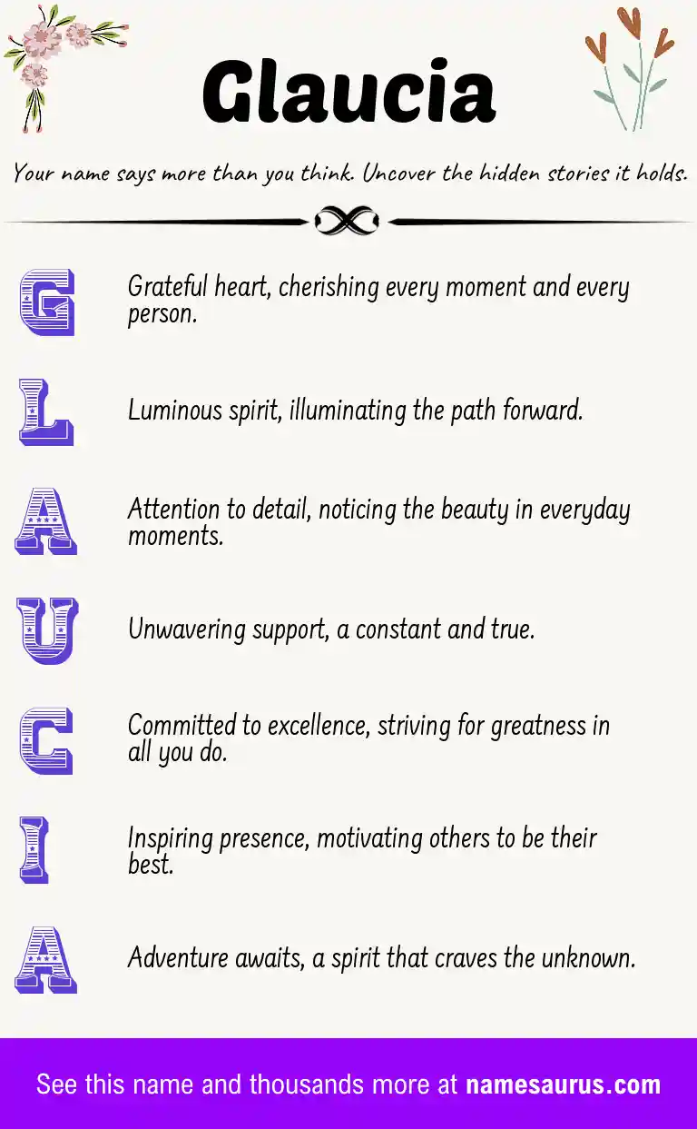 Acrostic poem about Glaucia.