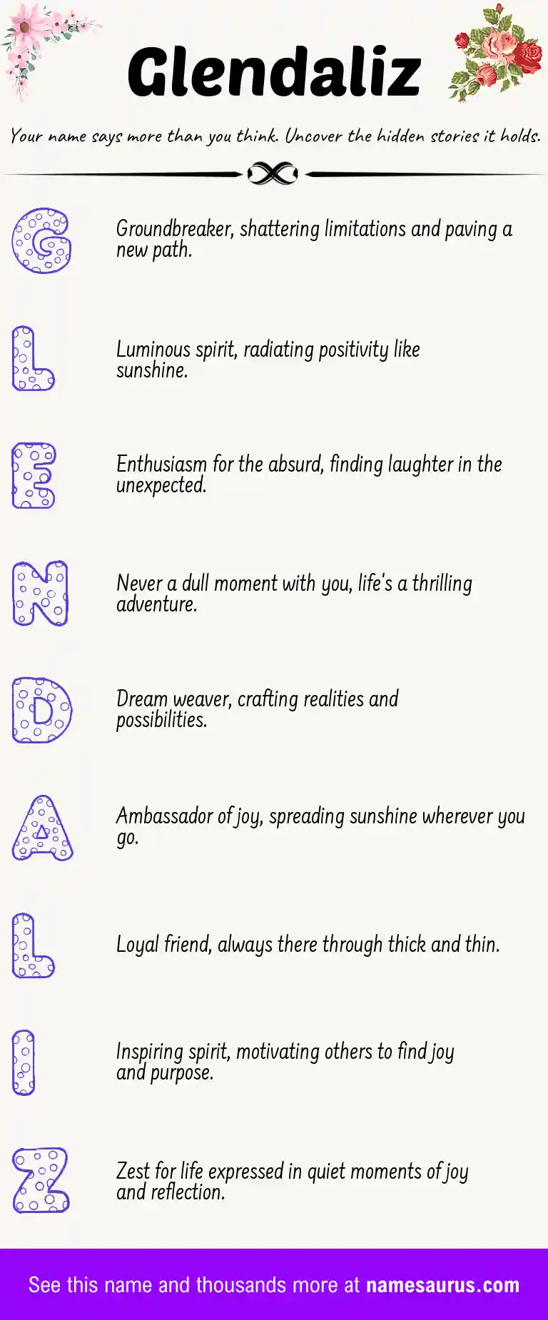 Acrostic poem about Glendaliz.
