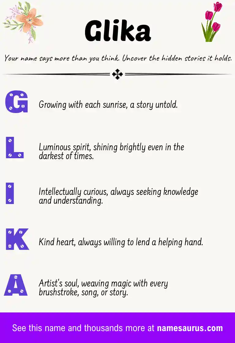 Acrostic poem about Glika.