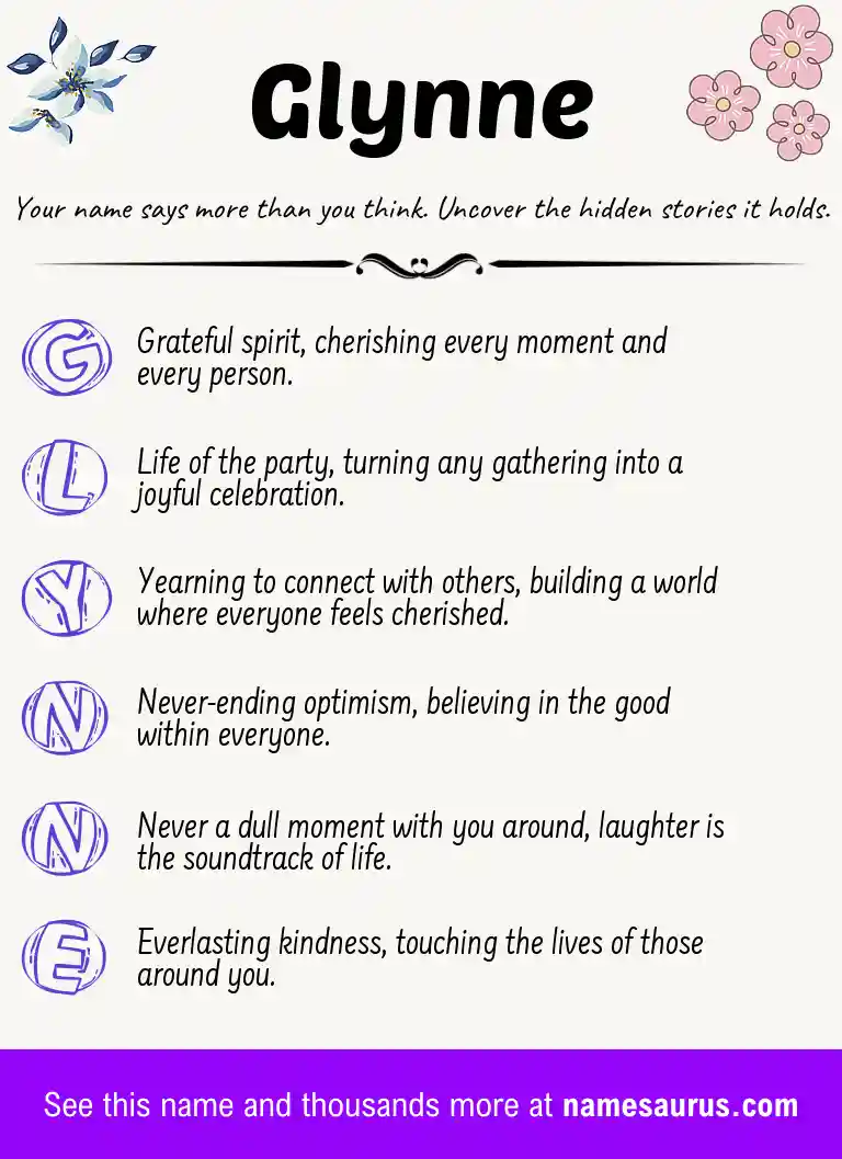 Acrostic poem about Glynne.