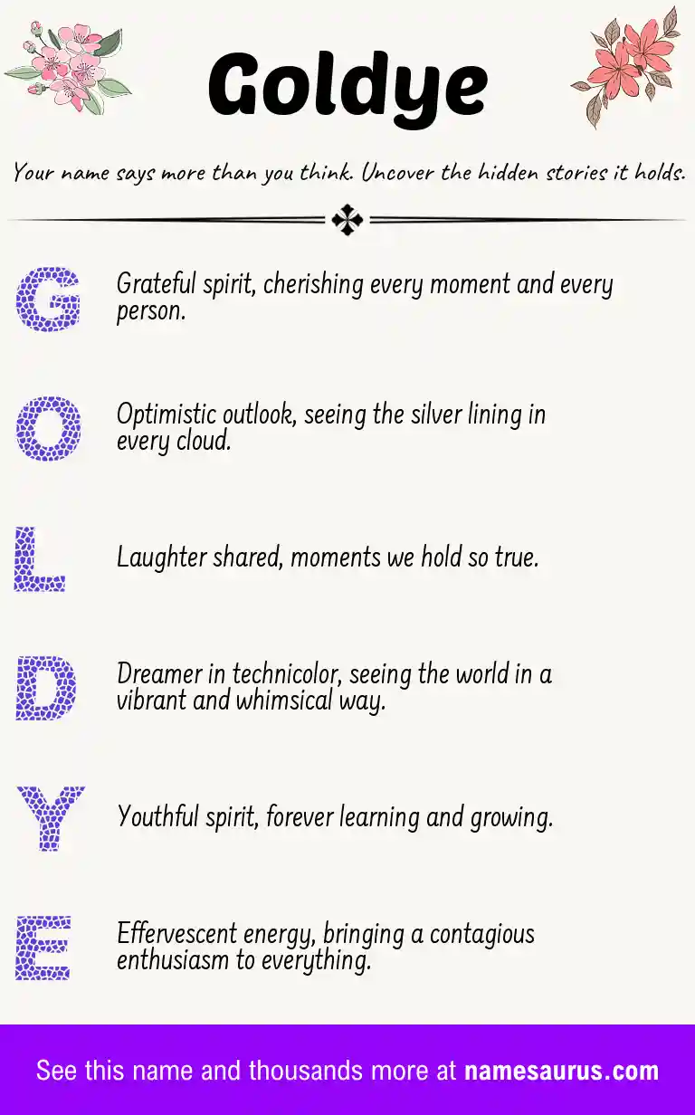 Acrostic poem about Goldye.