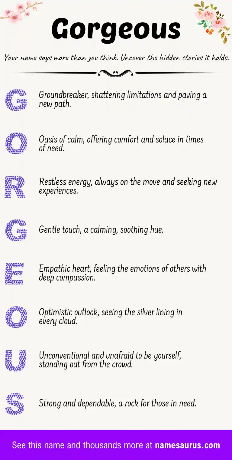 Acrostic poem about Gorgeous.