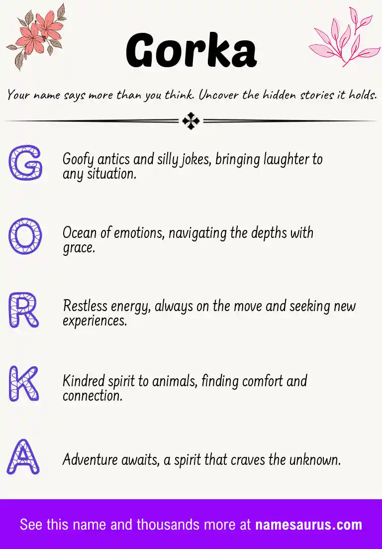 Acrostic poem about Gorka.