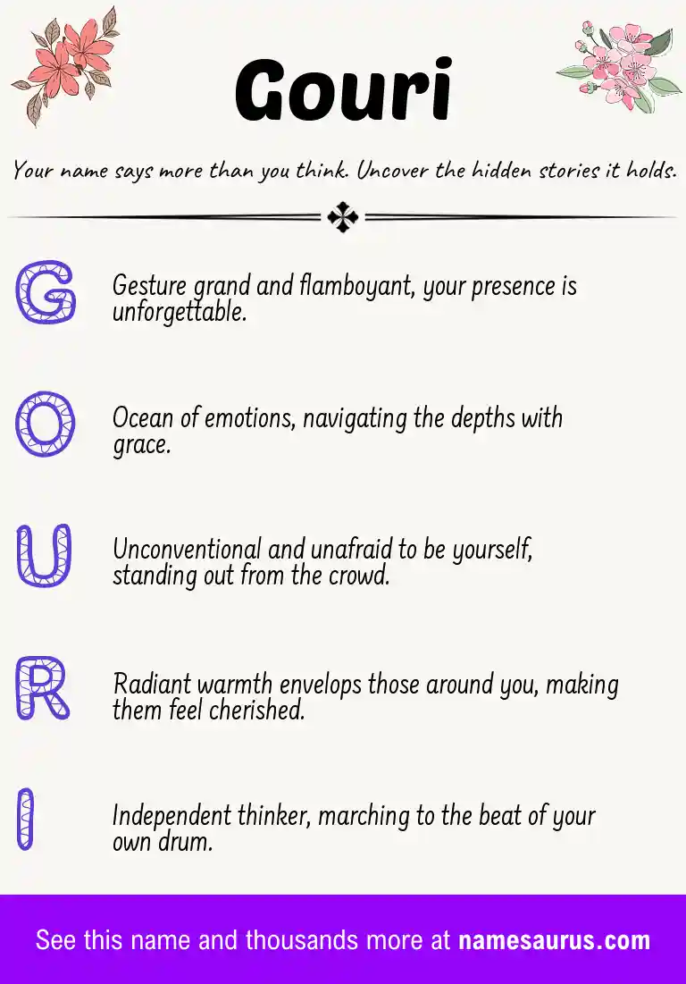 Acrostic poem about Gouri.