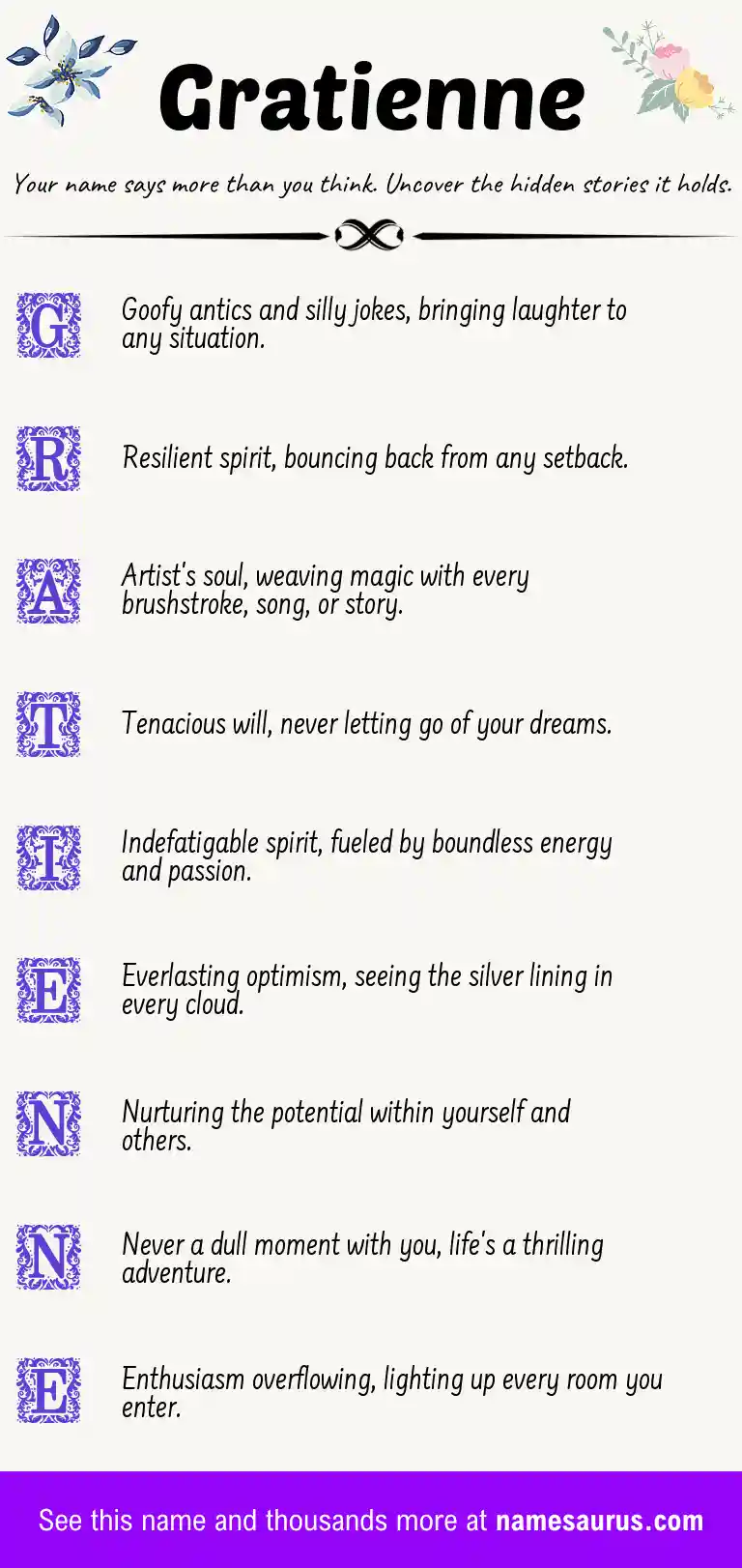 Acrostic poem about Gratienne.
