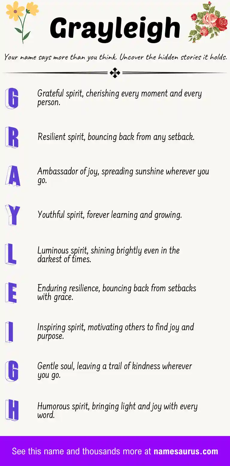 Acrostic poem about Grayleigh.
