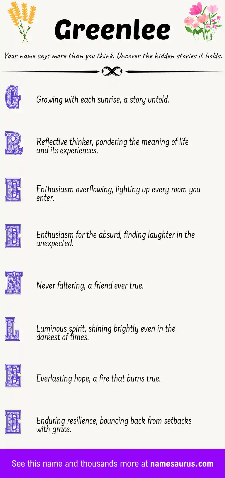Acrostic poem about Greenlee.