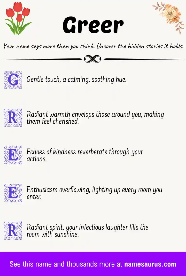 Acrostic poem about Greer.