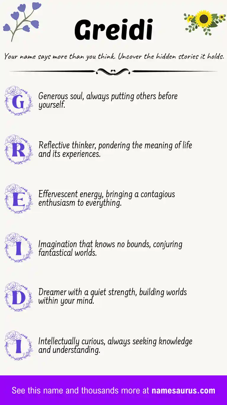 Acrostic poem about Greidi.