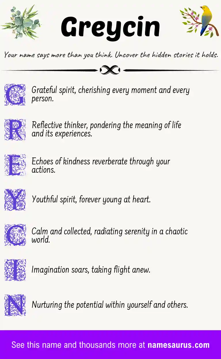 Acrostic poem about Greycin.