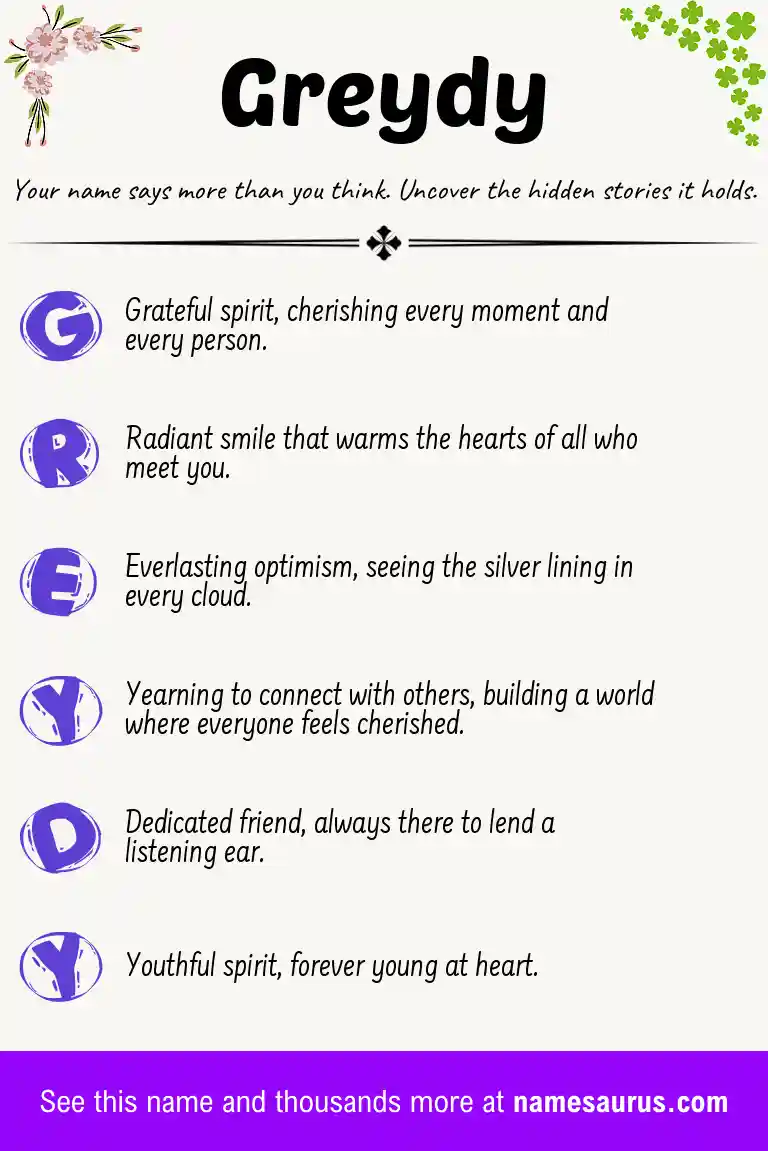 Acrostic poem about Greydy.