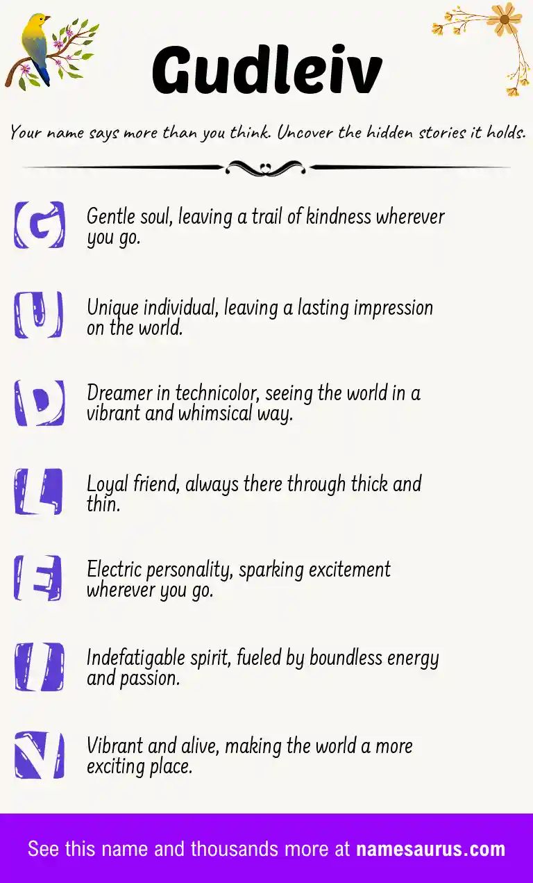 Acrostic poem about Gudleiv.