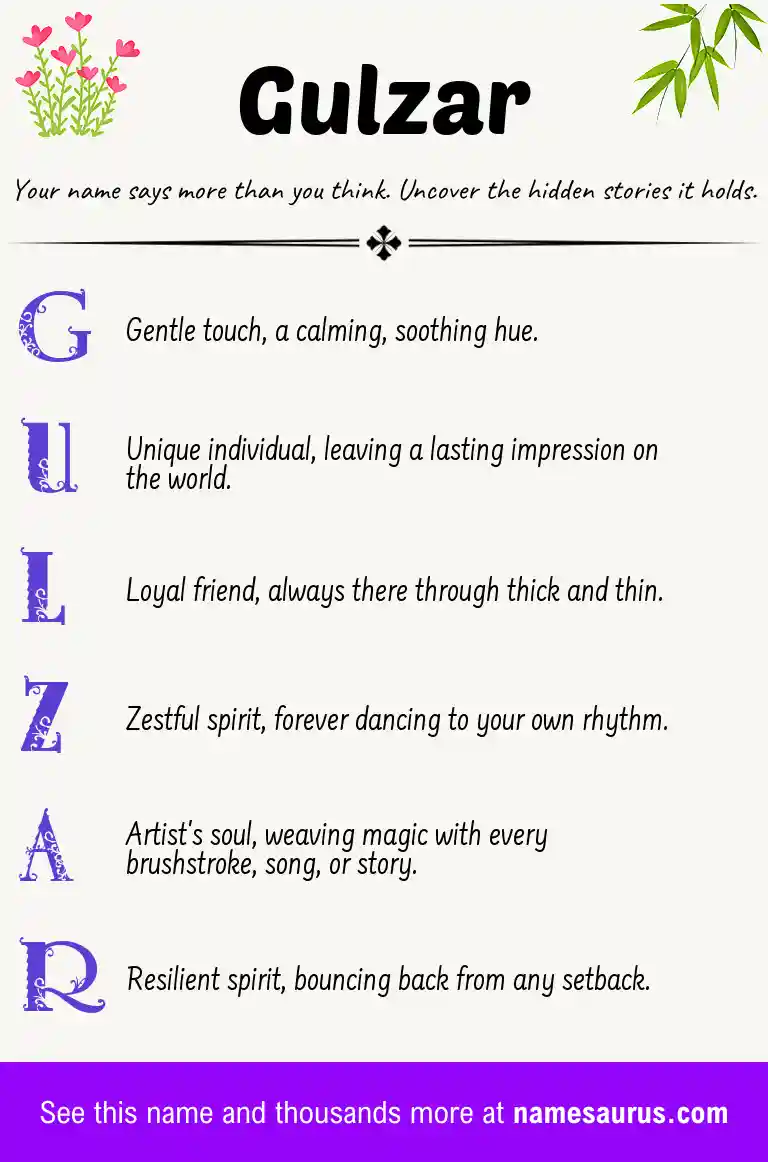 Acrostic poem about Gulzar.