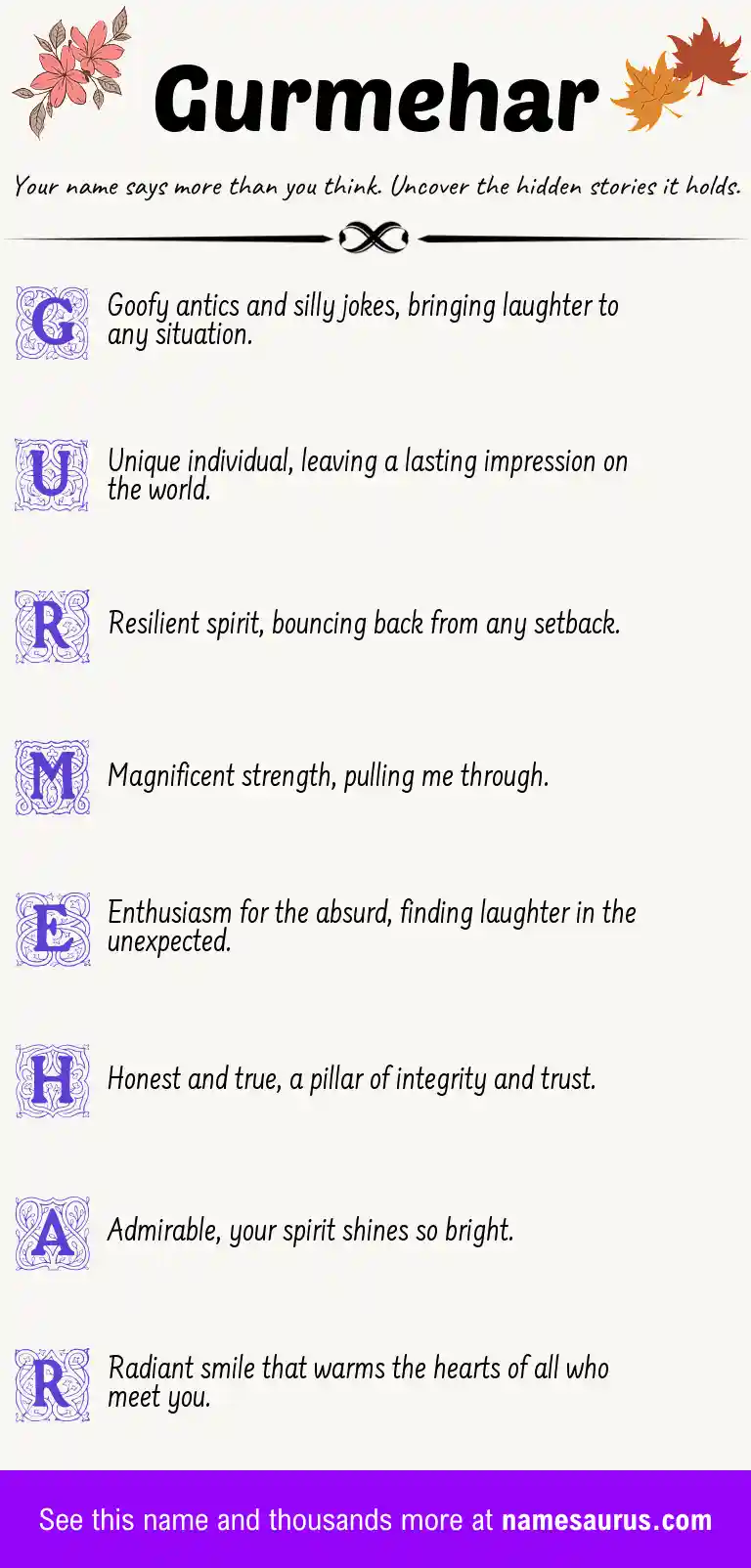 Acrostic poem about Gurmehar.
