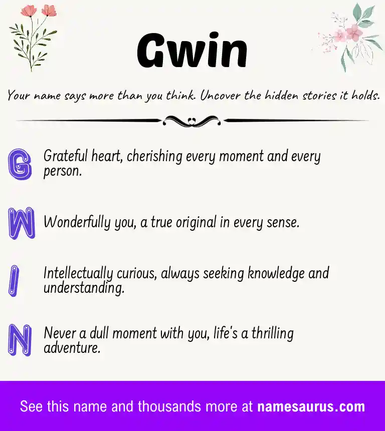 Acrostic poem about Gwin.