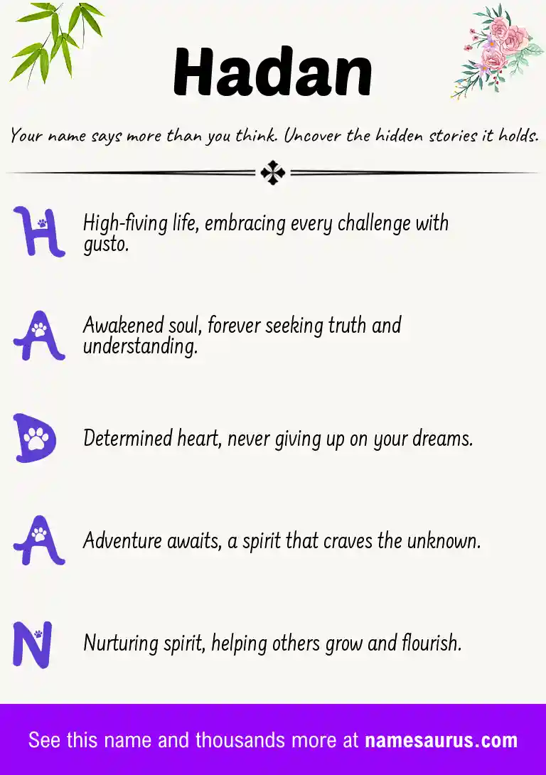 Acrostic poem about Hadan.