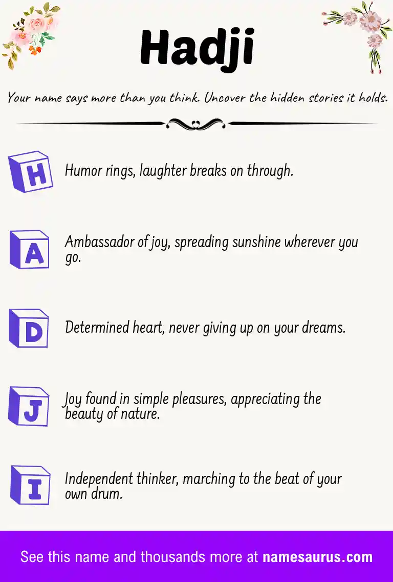 Acrostic poem about Hadji.