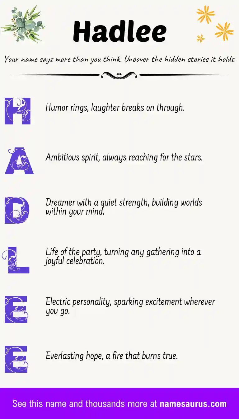 Acrostic poem about Hadlee.