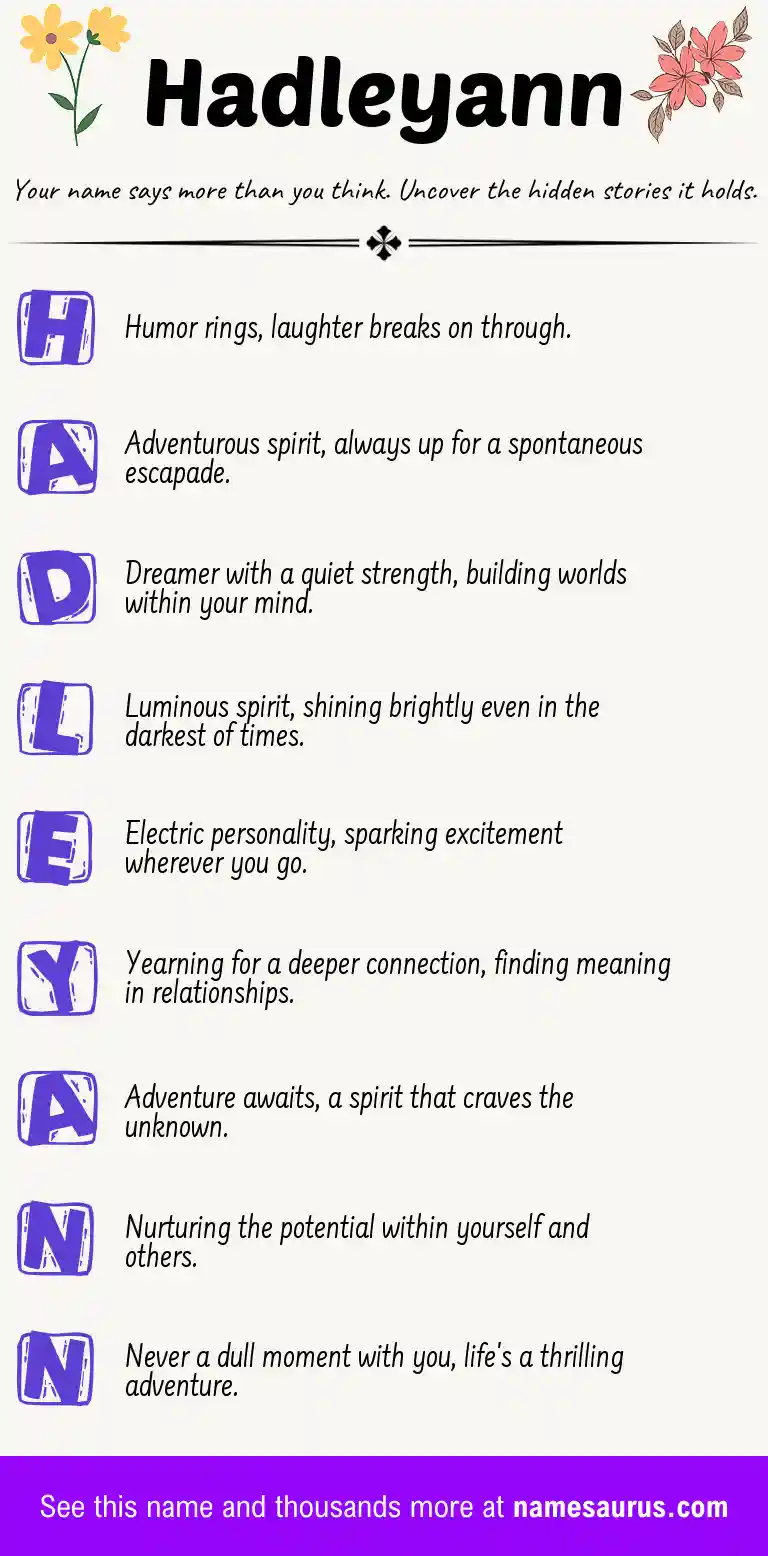 Acrostic poem about Hadleyann.