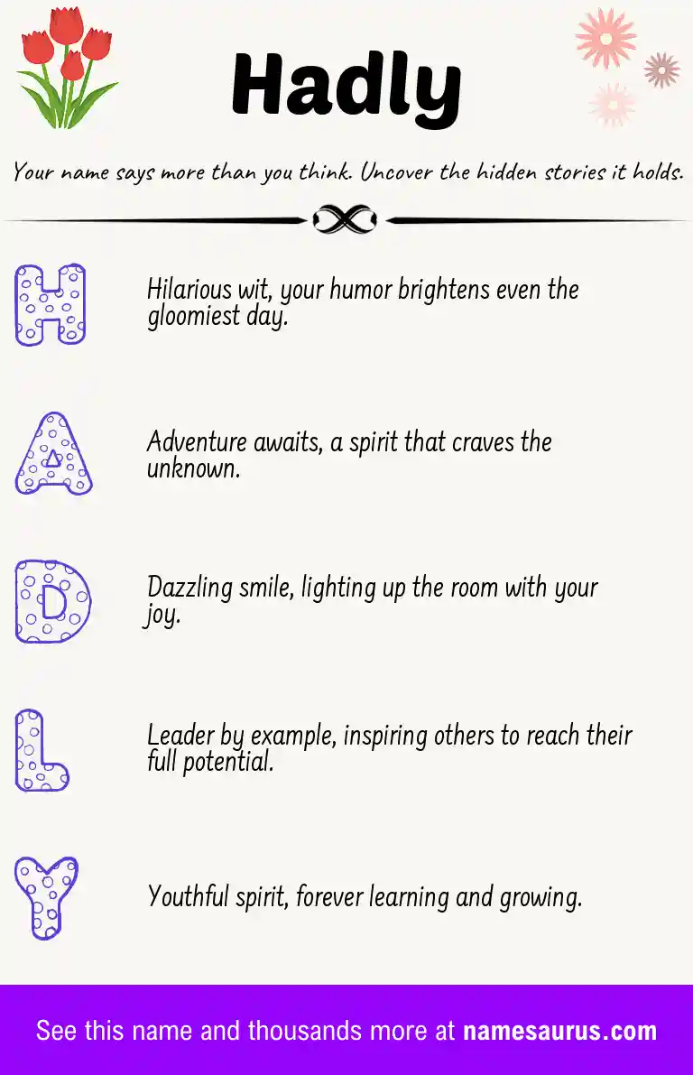 Acrostic poem about Hadly.
