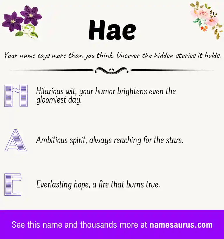 Acrostic poem about Hae.
