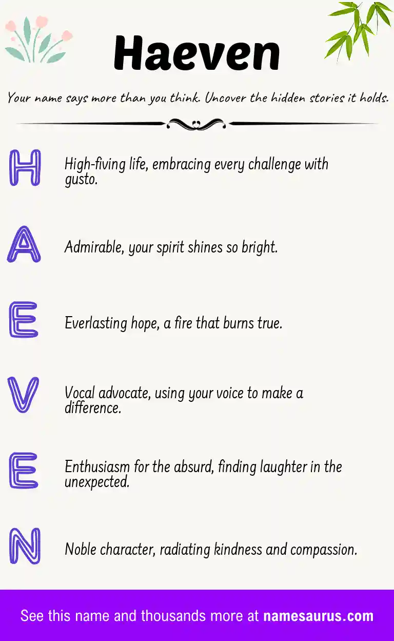 Acrostic poem about Haeven.